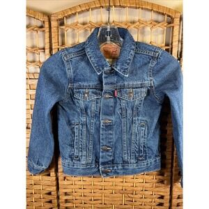 Levis Blue Denim Trucker Jacket Youth Kids 7 LGG 6-7Yrs Classic Boys Med Wash